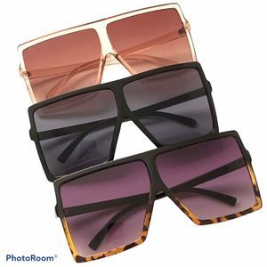 "Diva" Fashion Square Oversized Sunglasses